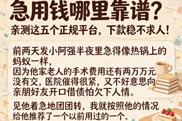 急用钱哪里靠谱？亲测这五个正规平台，下款稳不求人！