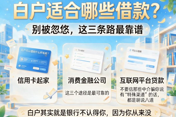 白户适合哪些借款？别被忽悠，这三条路最靠谱