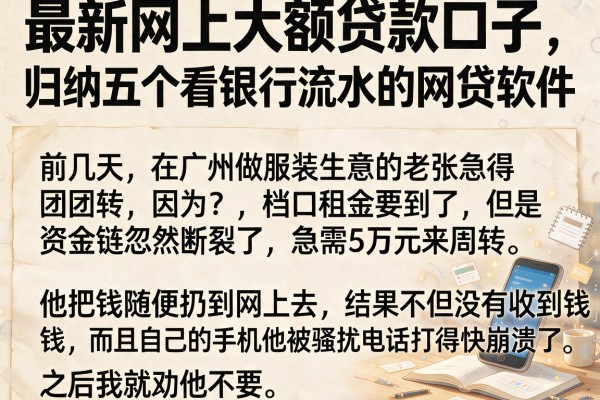 最新网上大额贷款口子，归纳五个看银行流水的网贷软件