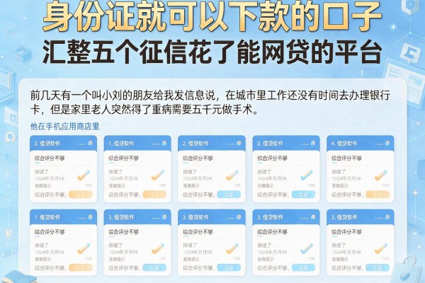 身份证就可以下款的口子，汇整五个征信花了能网贷的平台
