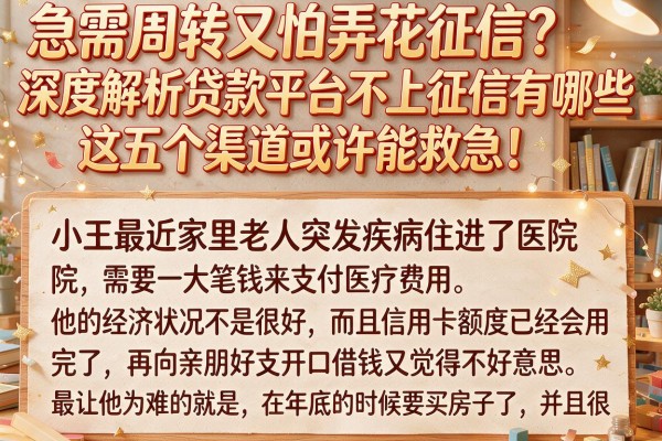 急需周转又怕弄花征信？深度解析贷款平台不上征信有哪些，这五个渠道或许能救急！