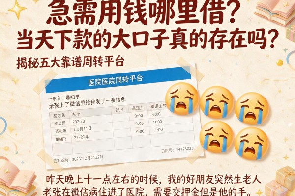 急需用钱哪里借？当天下款的大口子真的存在吗？揭秘五大靠谱周转平台