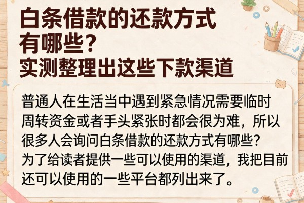 白条借款的还款方式有哪些？实测整理出这些下款渠道