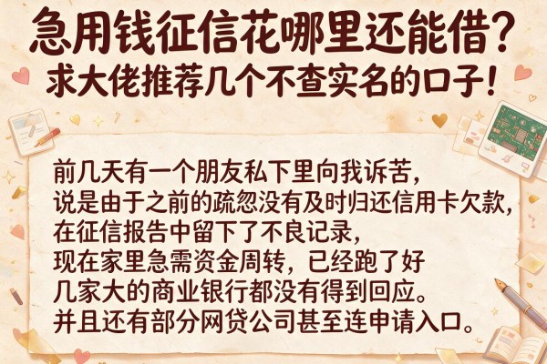 急用钱征信花哪里还能借？求大佬推荐几个不查实名的口子！