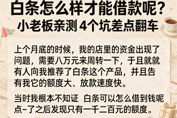白条怎么样才能借款呢？小老板亲测4个坑差点翻车