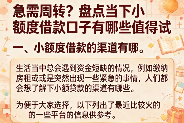 急需周转？盘点当下小额度借款口子有哪些值得试