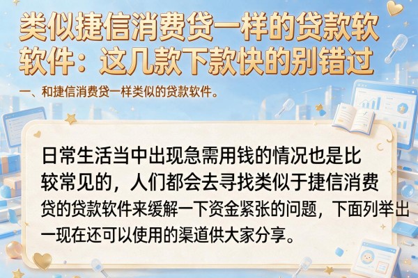 类似捷信消费贷一样的贷款软件：这几款下款快的别错过