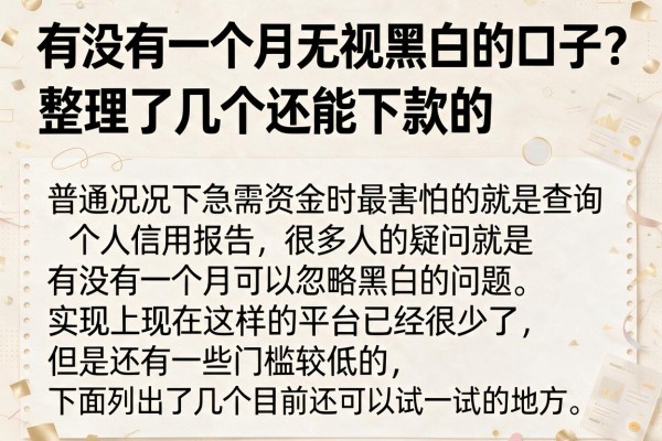 有没有一个月无视黑白的口子?整理了几个还能下款的