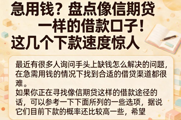 急用钱？盘点像信期贷一样的借款口子，这几个下款速度惊人