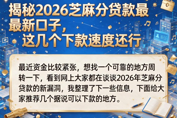 揭秘2026芝麻分贷款最新口子，这几个下款速度还行