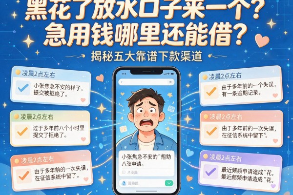 黑花了放水口子来一个？急用钱哪里还能借？揭秘五大靠谱下款渠道