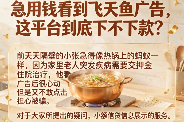 急用钱看到飞天鱼广告，这平台到底下不下款？