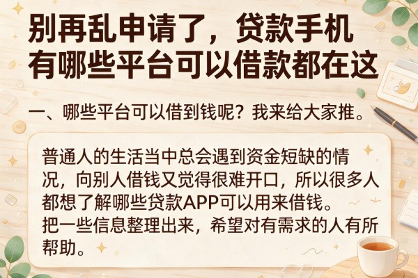 别再乱申请了，贷款手机有哪些平台可以借款都在这