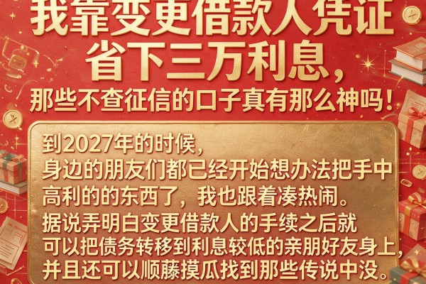 我靠变更借款人凭证省下三万利息，那些不查征信的口子真有那么神吗