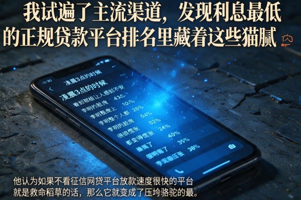 我试遍了主流渠道，发现利息最低的正规贷款平台排名里藏着这些猫腻