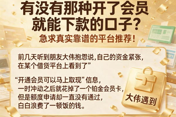 有没有那种开了会员就能下款的口子？急求真实靠谱的平台推荐！