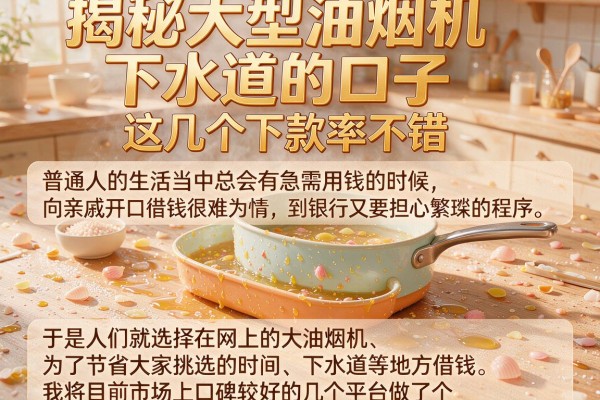 揭秘大型油烟机下水道的口子，这几个下款率不错