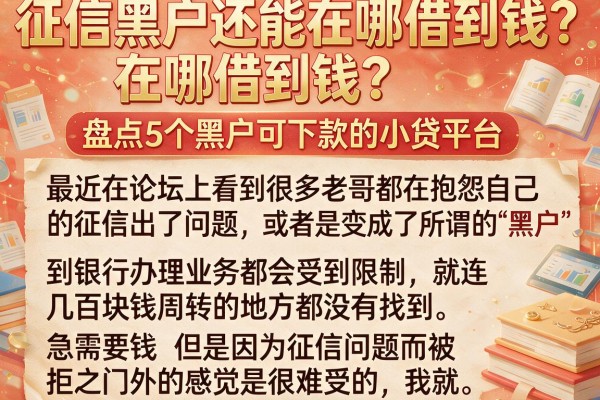 征信黑户还能在哪借到钱？盘点5个黑户可下款的小贷平台