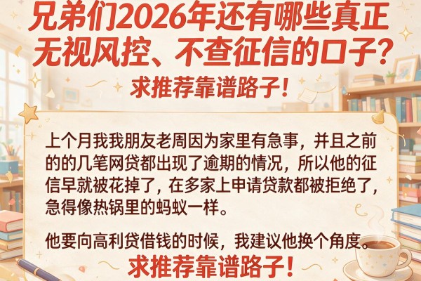兄弟们2026年还有哪些真正无视风控、不查征信的口子？求推荐靠谱路子！