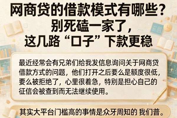 网商贷的借款模式有哪些？别死磕一家了，这几路“口子”下款更稳