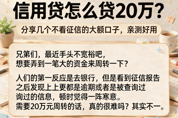 信用贷怎么贷20万？分享几个不看征信的大额口子，亲测好用