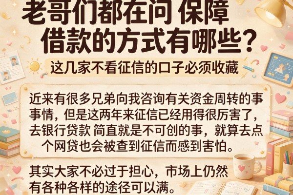 老哥们都在问保障借款的方式有哪些？这几家不看征信的口子必须收藏