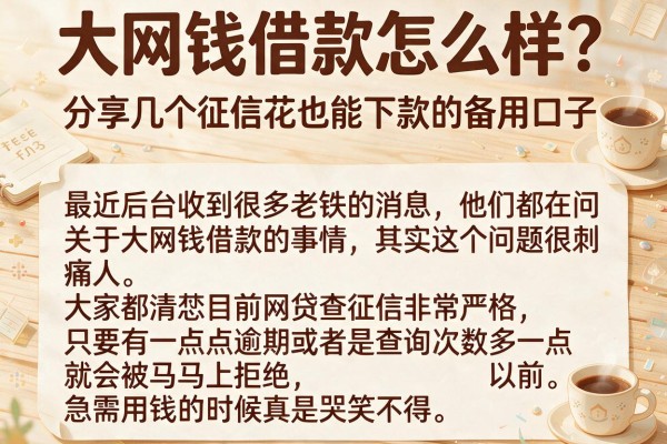 大网钱借款怎么样？分享几个征信花也能下款的备用口子