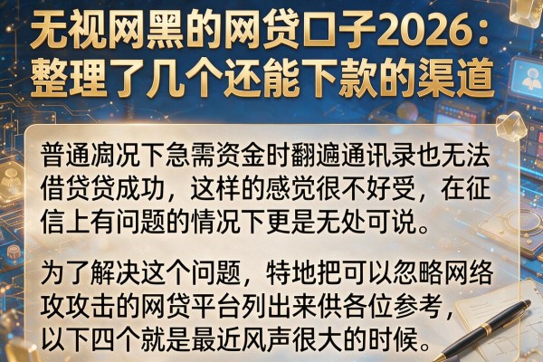 无视网黑的网贷口子2026：整理了几个还能下款的渠道