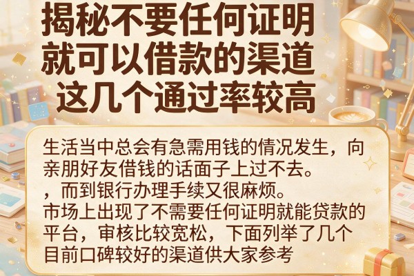 揭秘不要任何证明就可以借款的渠道，这几个通过率较高
