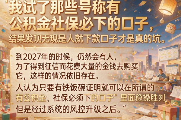 我试了那些号称有公积金社保必下的口子，结果发现无视一切是人就下款口子才是真的坑