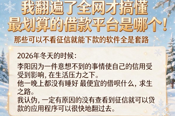 我翻遍了全网才搞懂最划算的借款平台是哪个，那些可以不看征信就能下款的软件全是套路