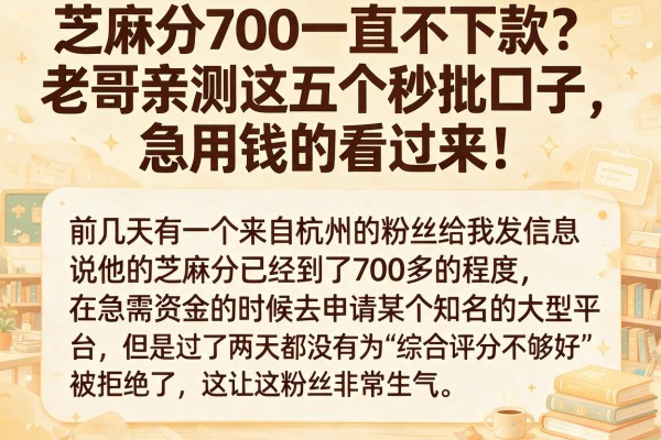芝麻分700一直不下款？老哥亲测这五个秒批口子，急用钱的看过来！