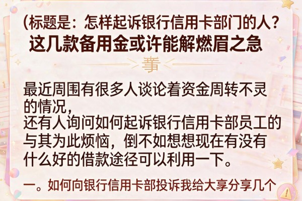 怎样起诉银行信用卡部门的人？这几款备用金或许能解燃眉之急