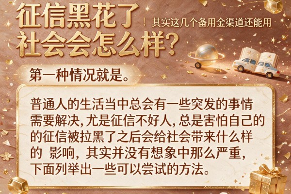 征信黑花了社会会怎么样？其实这几个备用金渠道还能用