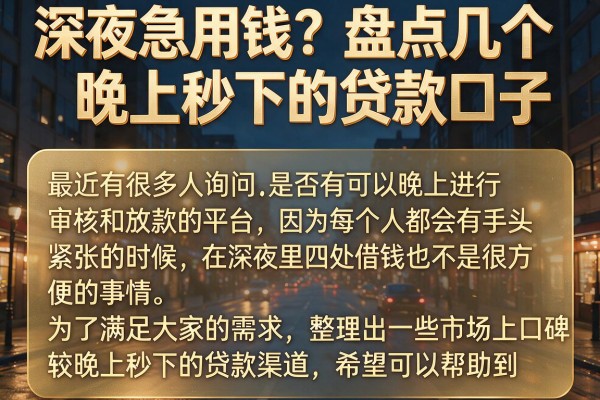 深夜急用钱？盘点几个晚上秒下的贷款口子