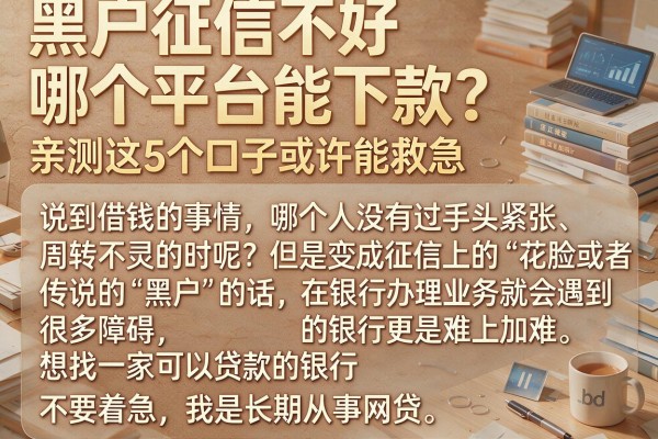 黑户征信不好哪个平台能下款？亲测这5个口子或许能救急