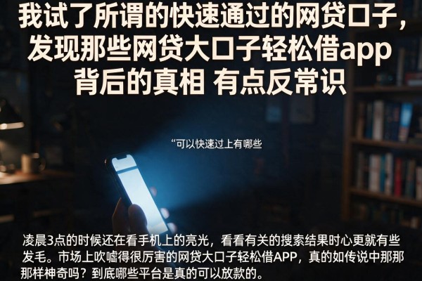 我试了所谓的快速通过的网贷口子，发现那些网贷大口子轻松借app背后的真相有点反常识