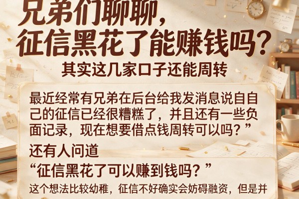 兄弟们聊聊，征信黑花了能赚钱吗？其实这几家口子还能周转