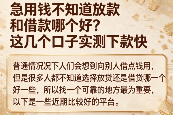 急用钱不知道放款和借款哪个好？这几个口子实测下款快