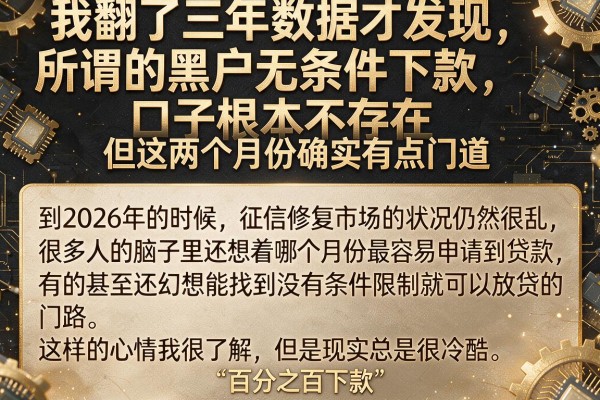 我翻了三年数据才发现，所谓的黑户无条件下款口子根本不存在，但这两个月份确实有点门道