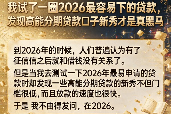 我试了一圈2026最容易下的贷款,发现高能分期贷款口子新秀才是真黑马