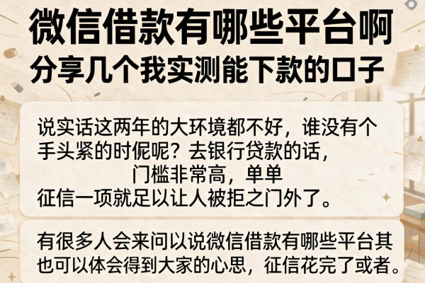 微信借款有哪些平台啊，分享几个我实测能下款的口子