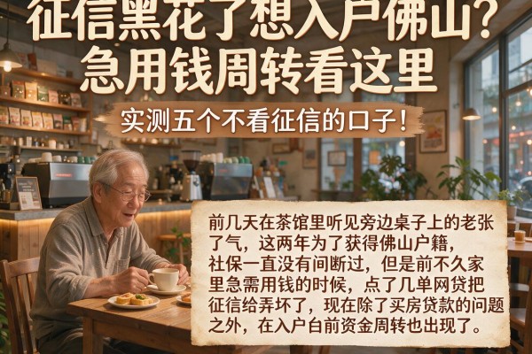 征信黑花了想入户佛山？急用钱周转看这里，实测五个不看征信的口子！