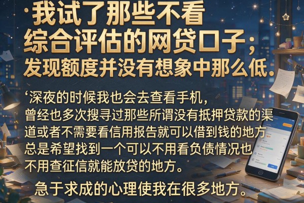 我试了那些不看综合评估的网贷口子，发现额度并没有想象中那么低