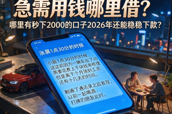 急需用钱哪里借？哪里有秒下2000的口子2026年还能稳稳下款？