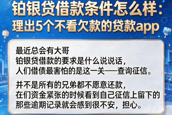 铂银贷借款条件怎么样，理出5个不看欠款的贷款app