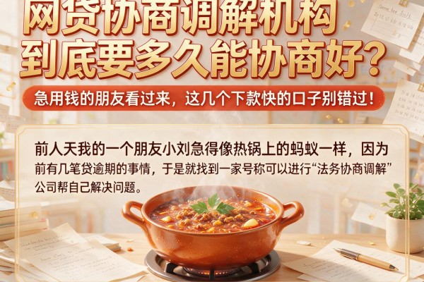网贷协商调解机构到底要多久能协商好？急用钱的朋友看过来，这几个下款快的口子别错过！