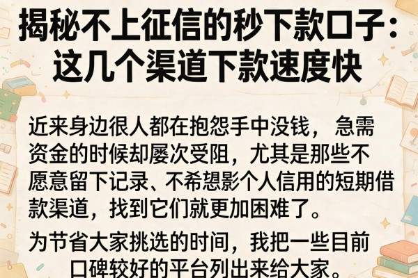 揭秘不上征信的秒下款口子:这几个渠道下款速度快