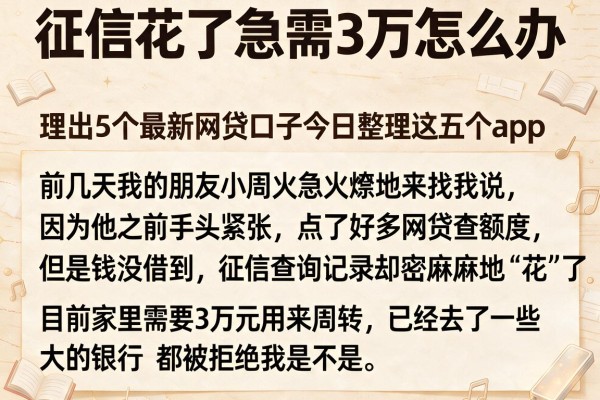 征信花了急需3万怎么办，理出5个最新网贷口子今日整理这五个app