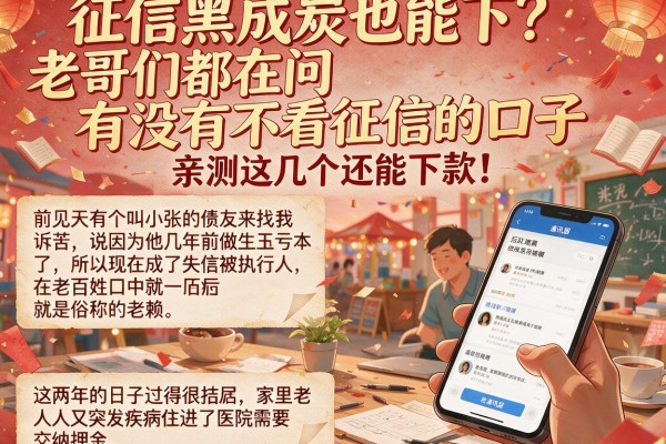 征信黑成炭也能下？老哥们都在问有没有不看征信的口子，亲测这几个还能下款！